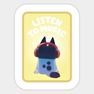 Bluey Listen To Music Sticker